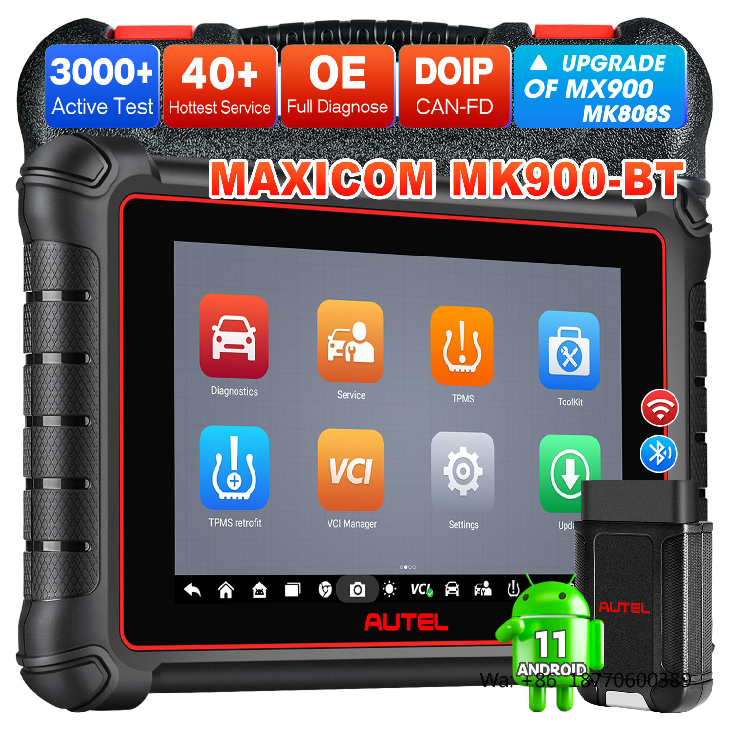Obd2 Scanner - Autel MaxiCOM MK900 BT Kfz-Diagnosegerät MK808