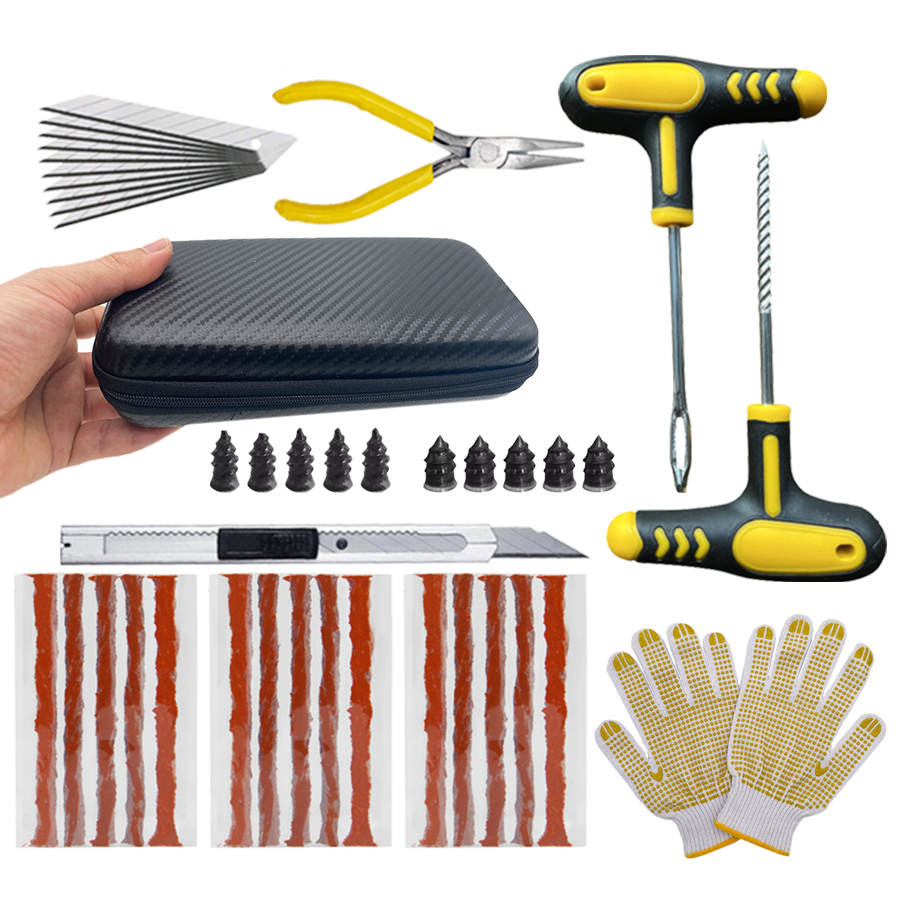Car Emergency Tool Kit - Universelles schlauchloses Reifenreparaturset für Motorrad- und