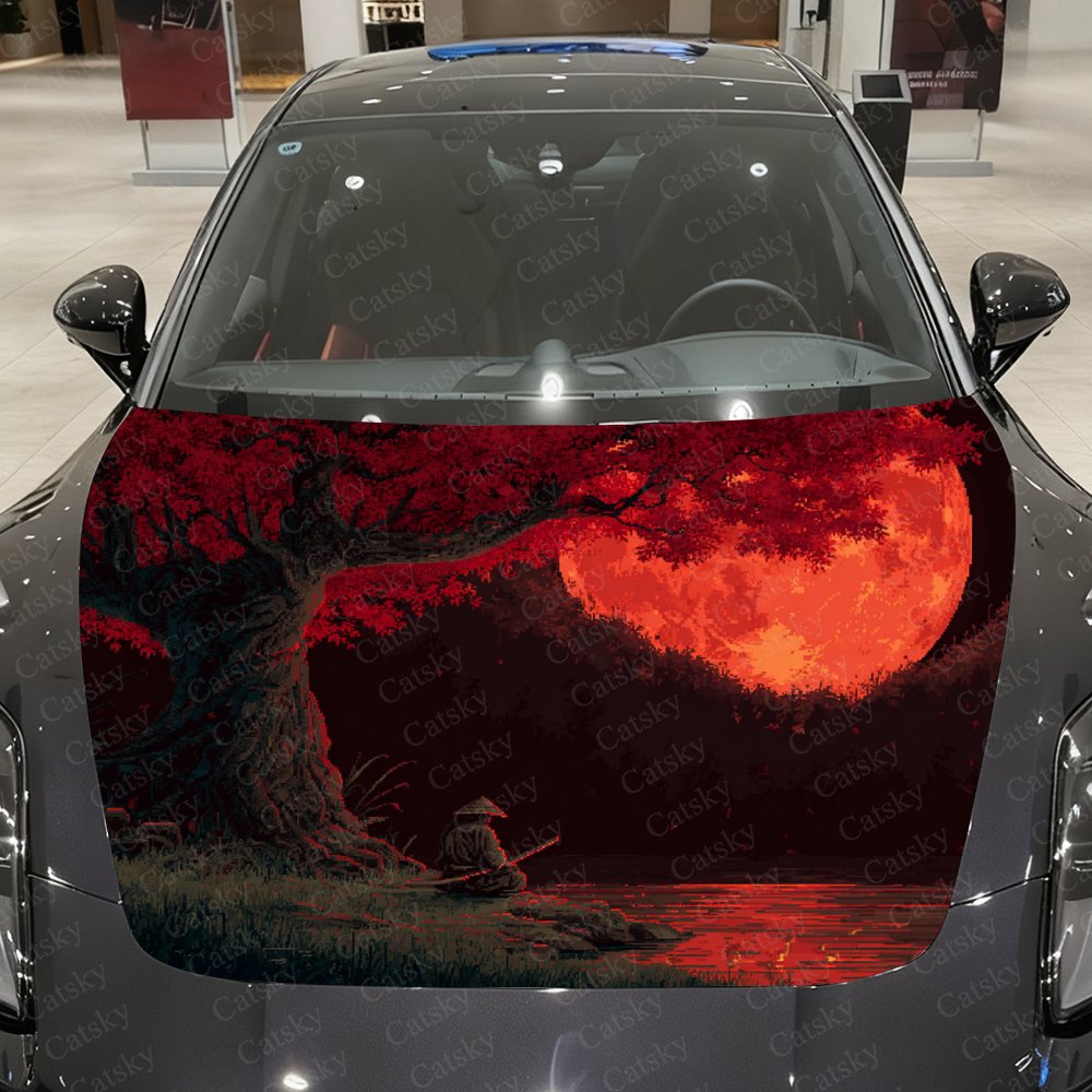 Car Accessories Gift Ideas - Red Night Moon Warrior Autohaubenaufkleber –