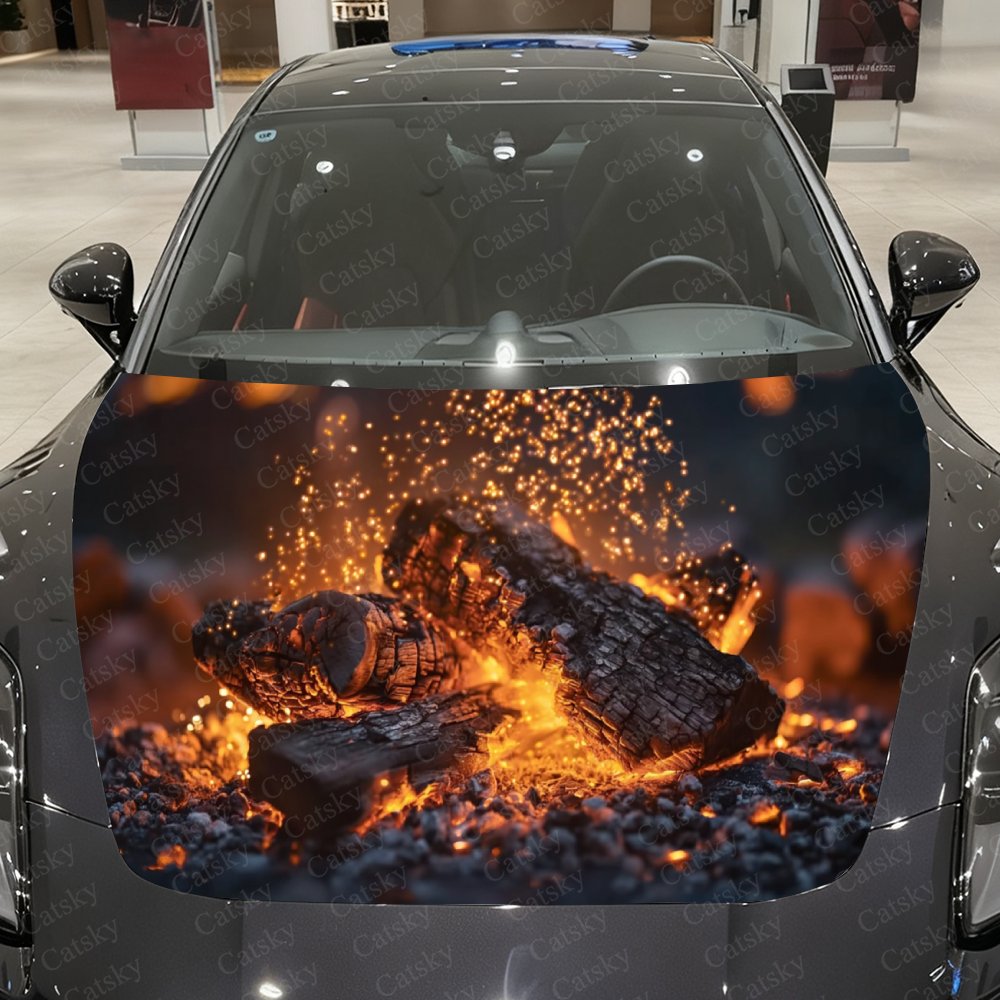 Car Accessories Gift Ideas - Bonfire Pile Autohaubenaufkleber – selbstklebendes wasserdichtes