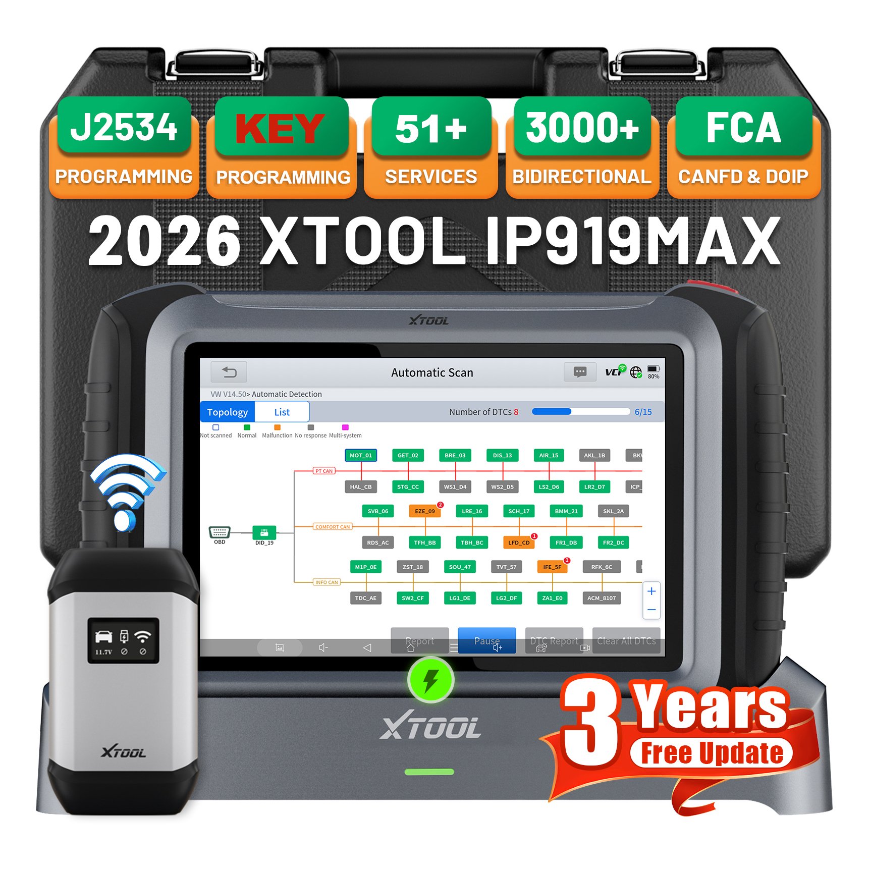 Obd2 Scanner - EU-Lager XTOOL IP919MAX J2534 ECU-Programmiergerät OBD2-Diagnosescanner